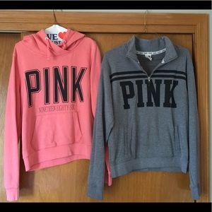 Grey and salmon color “PINK” SWEATSHIRT L